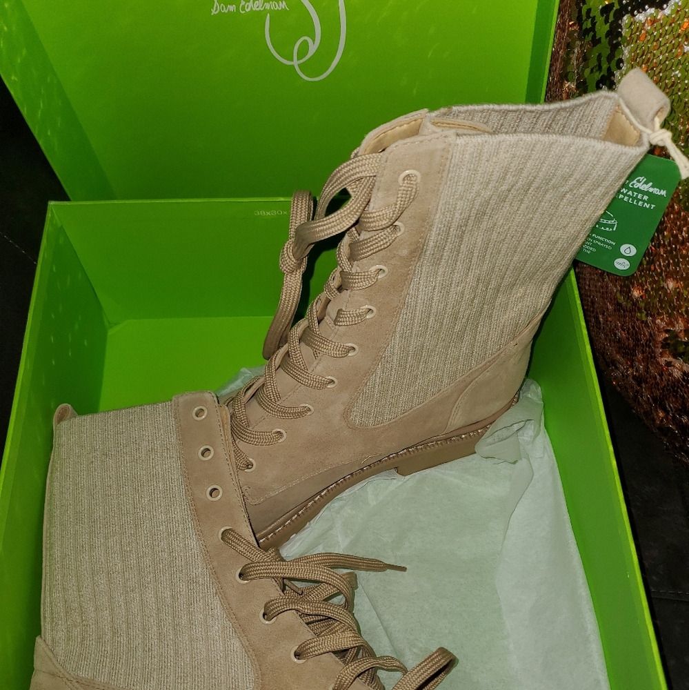 Sam Edelman Women Leather & Suede Sesame Color Ankle Boots